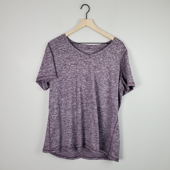 Ideology Women's Rapidry Short Sleeve V-Neck Top Heathered Purple 1X - Picture 2 of 6
